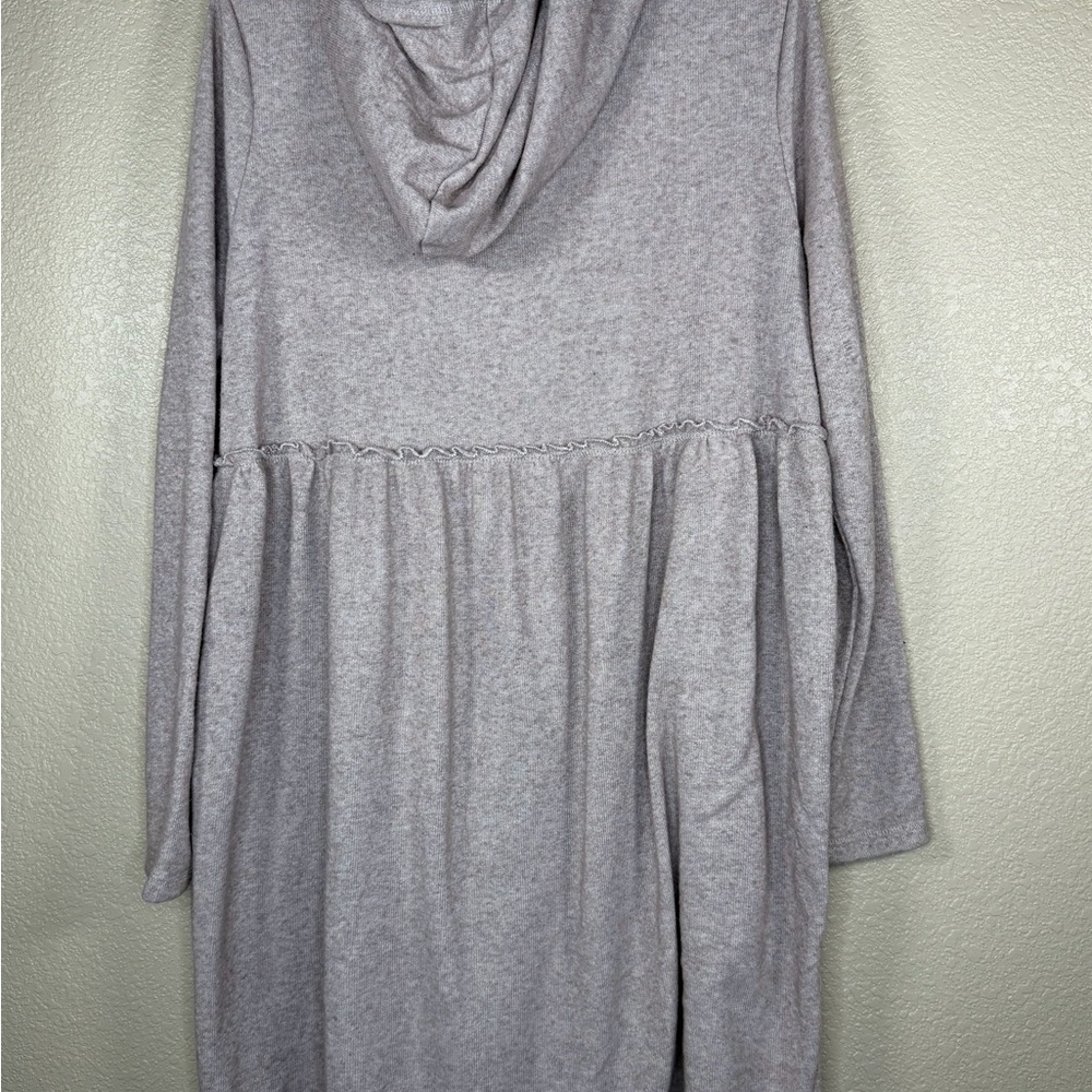 Easel Hooded Zip Up Dress Cardigan Medium Blush Pink Boho Cozy Tunic Pockets - Picture 6 of 7